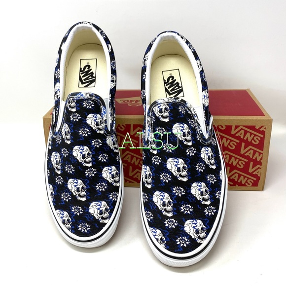 🎃 Halloween VANS Classic Slip On Flash Skulls Black Women’s Size VN0A4U381HJ - Picture 6 of 9